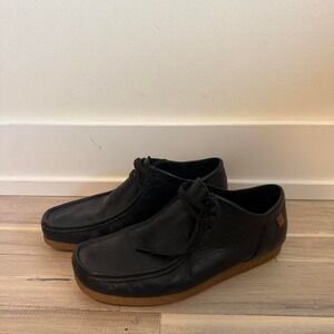 Clarks Black Leather Wallabee-Style Lace-Up Shoes with Gum Sole